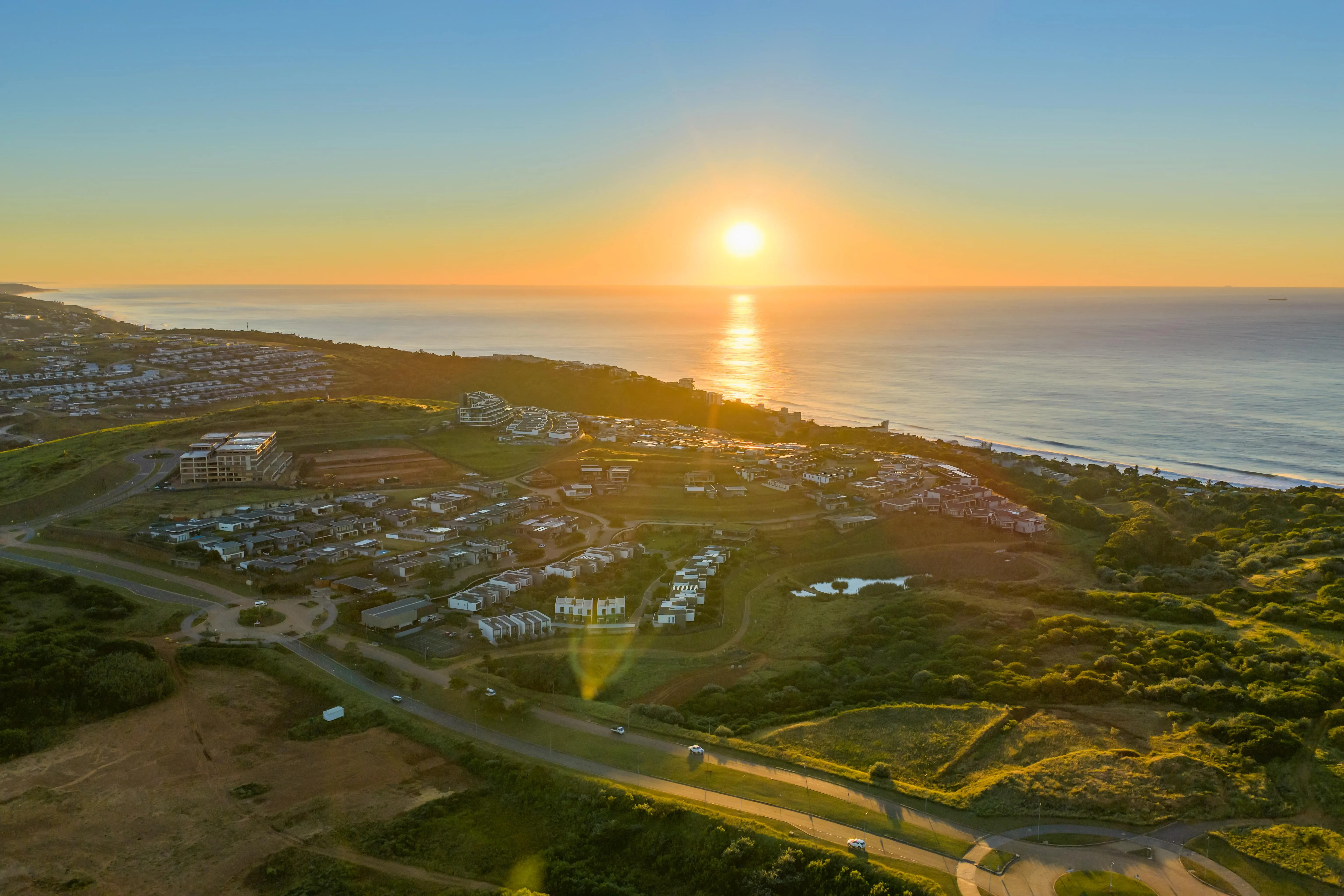 Aerial drone view over Sibaya Coastal City