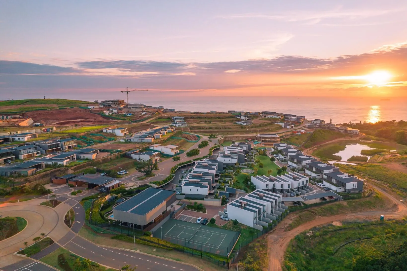 Aerial drone view over Sibaya Coastal City